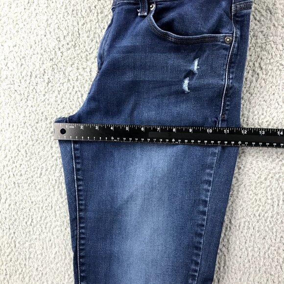 LEVIS 529 Womens Size 32 Dark Wash Mid Rise Distressed Curvy Bootcut Jeans 32x28 - Picture 14 of 16